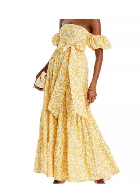 Aqua Dresses & Skirts - Aqua Yellow Floral Off-the-Shoulder Maxi Dress
